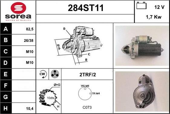 STARTCAR 284ST11 - Стартер autospares.lv