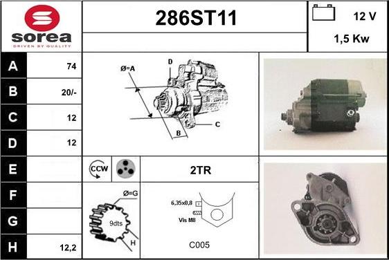 STARTCAR 286ST11 - Стартер autospares.lv