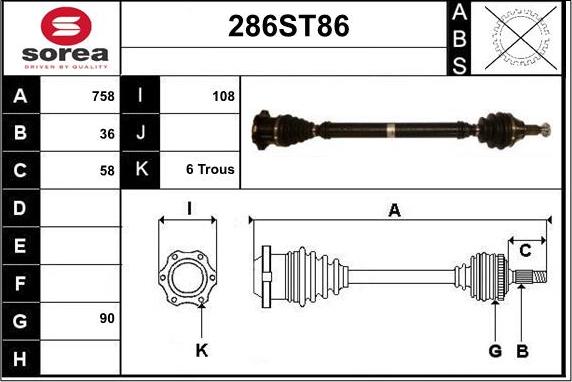 STARTCAR 286ST86 - Приводной вал autospares.lv