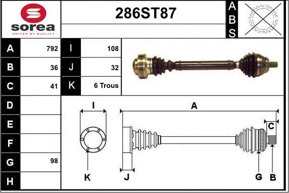 STARTCAR 286ST87 - Приводной вал autospares.lv