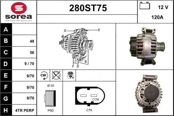 STARTCAR 280ST75 - Генератор autospares.lv