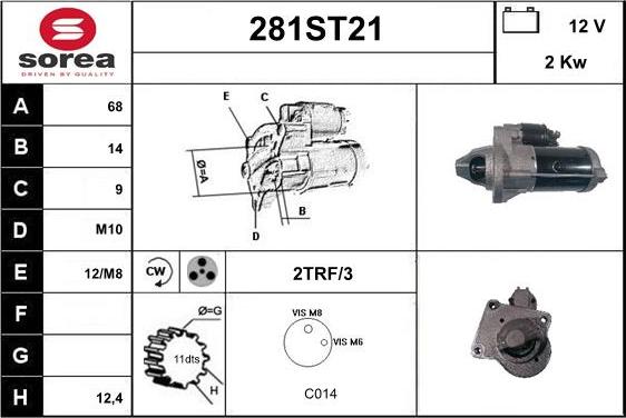 STARTCAR 281ST21 - Стартер autospares.lv