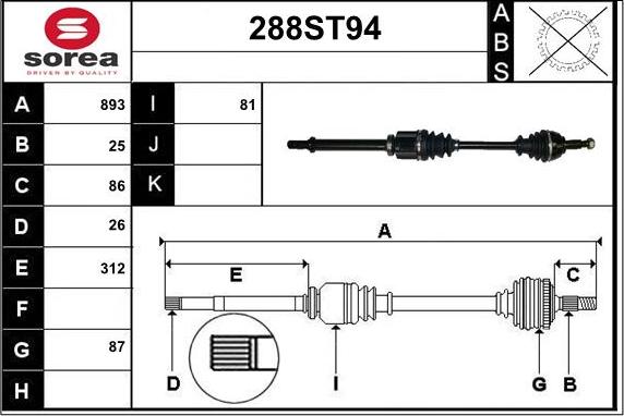 STARTCAR 288ST94 - Приводной вал autospares.lv