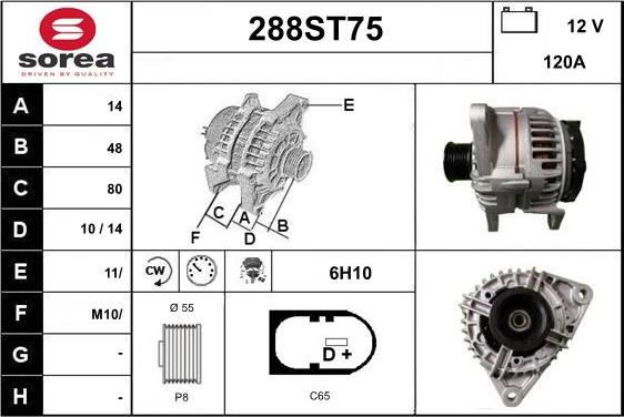 STARTCAR 288ST75 - Генератор autospares.lv