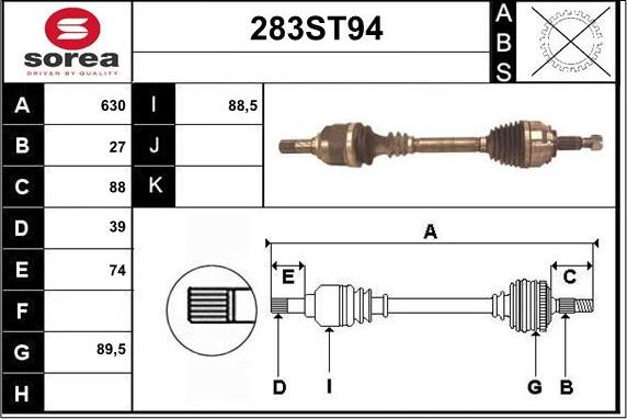 STARTCAR 283ST94 - Приводной вал autospares.lv