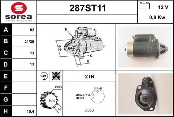 STARTCAR 287ST11 - Стартер autospares.lv