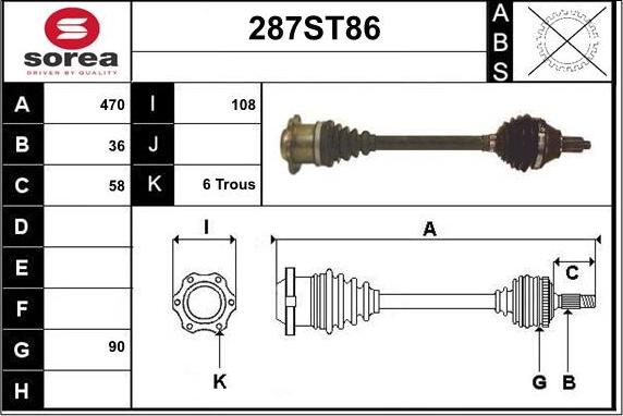 STARTCAR 287ST86 - Приводной вал autospares.lv