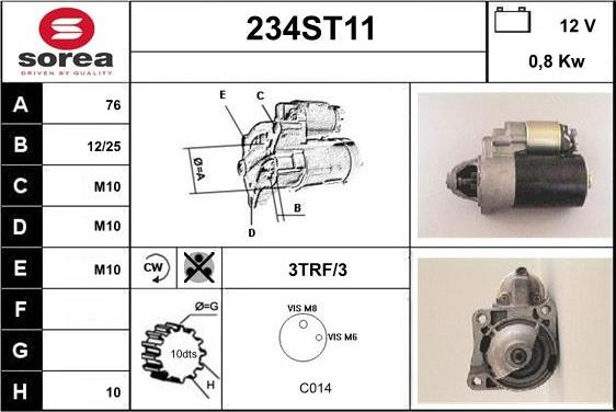 STARTCAR 234ST11 - Стартер autospares.lv