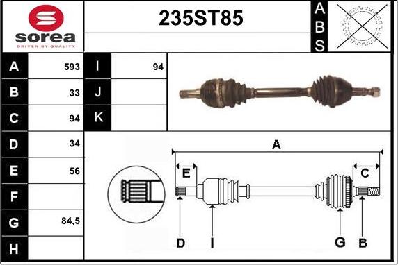 STARTCAR 235ST85 - Приводной вал autospares.lv