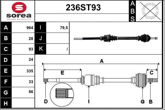 STARTCAR 236ST93 - Приводной вал autospares.lv