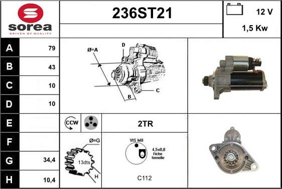 STARTCAR 236ST21 - Стартер autospares.lv