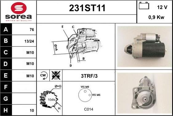 STARTCAR 231ST11 - Стартер autospares.lv