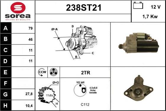 STARTCAR 238ST21 - Стартер autospares.lv