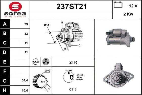 STARTCAR 237ST21 - Стартер autospares.lv