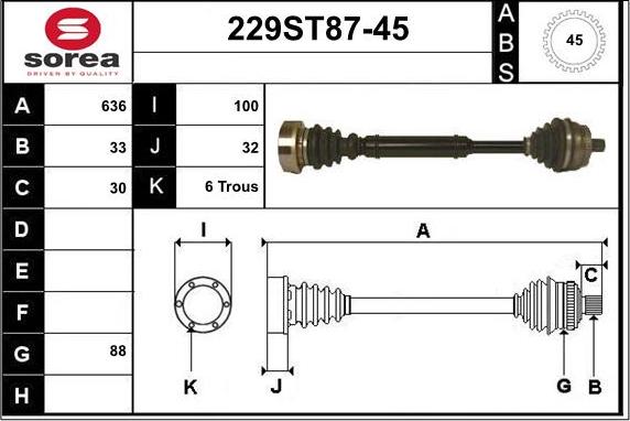 STARTCAR 229ST87-45 - Приводной вал autospares.lv