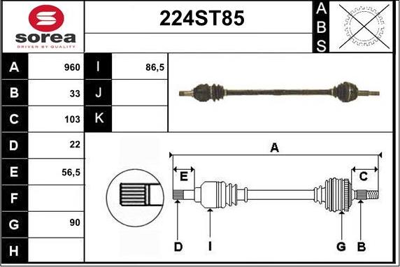 STARTCAR 224ST85 - Приводной вал autospares.lv