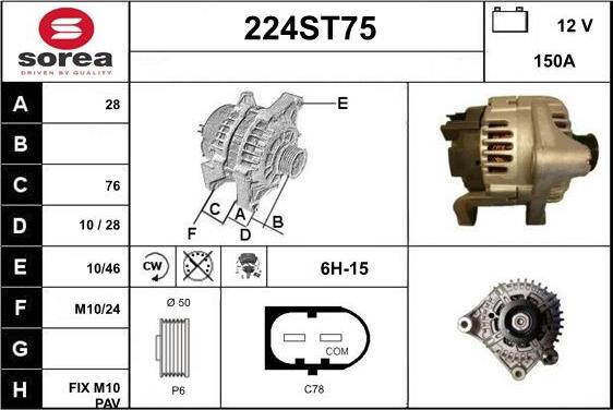 STARTCAR 224ST75 - Генератор autospares.lv