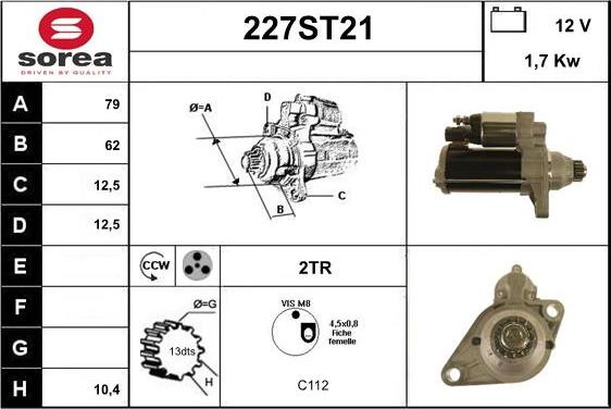 STARTCAR 227ST21 - Стартер autospares.lv