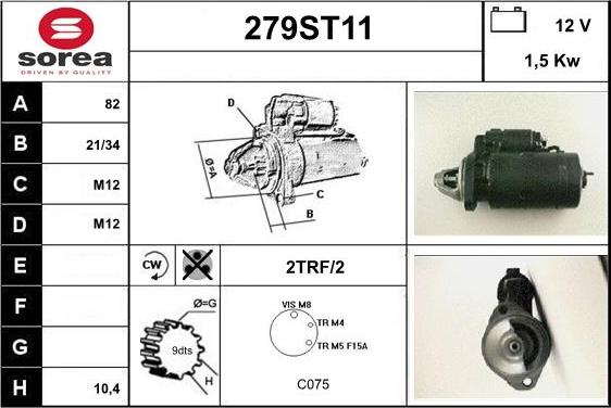 STARTCAR 279ST11 - Стартер autospares.lv