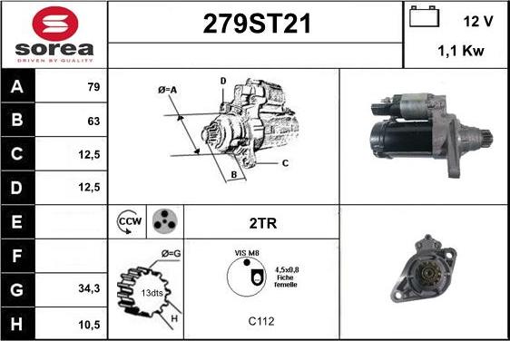 STARTCAR 279ST21 - Стартер autospares.lv