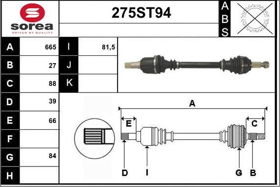 STARTCAR 275ST94 - Приводной вал autospares.lv