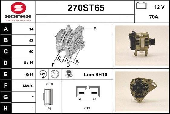 STARTCAR 270ST65 - Генератор autospares.lv