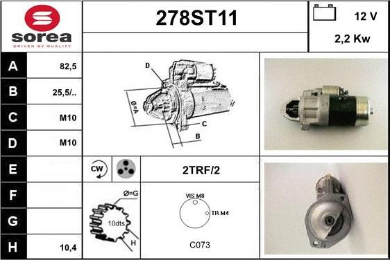 STARTCAR 278ST11 - Стартер autospares.lv