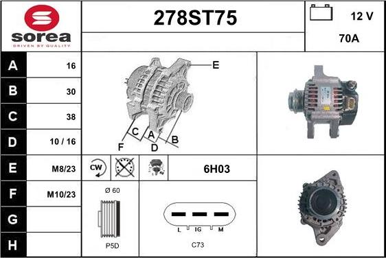 STARTCAR 278ST75 - Генератор autospares.lv