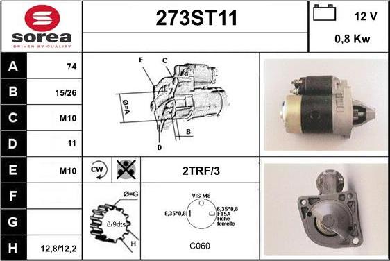 STARTCAR 273ST11 - Стартер autospares.lv