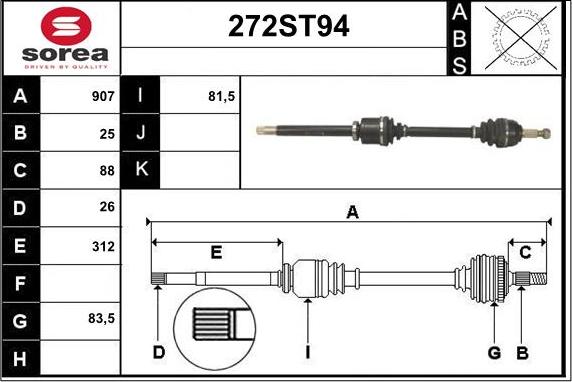 STARTCAR 272ST94 - Приводной вал autospares.lv