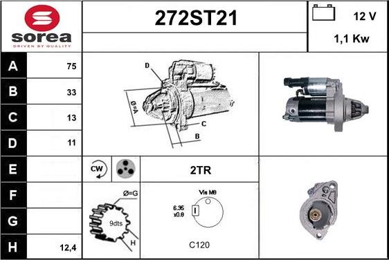 STARTCAR 272ST21 - Стартер autospares.lv