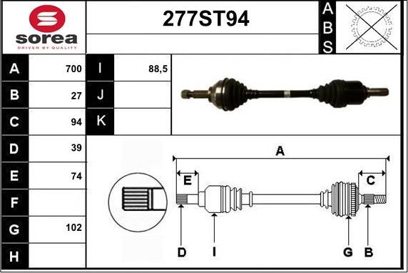 STARTCAR 277ST94 - Приводной вал autospares.lv