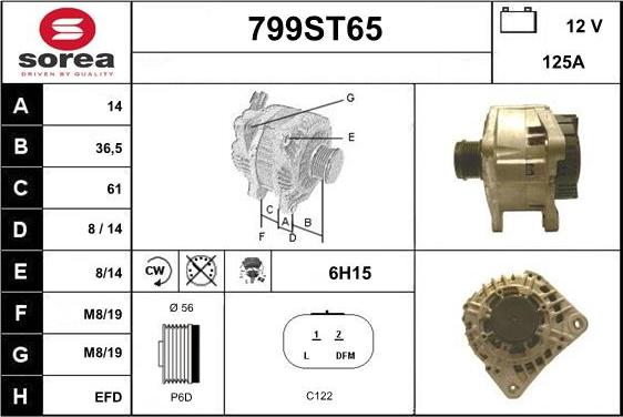 STARTCAR 799ST65 - Генератор autospares.lv