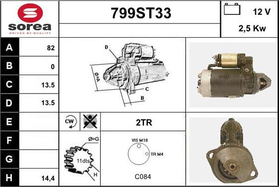 STARTCAR 799ST33 - Стартер autospares.lv