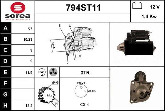 STARTCAR 794ST11 - Стартер autospares.lv