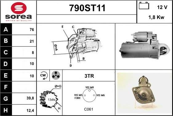 STARTCAR 790ST11 - Стартер autospares.lv