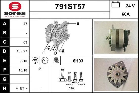 STARTCAR 791ST57 - Генератор autospares.lv