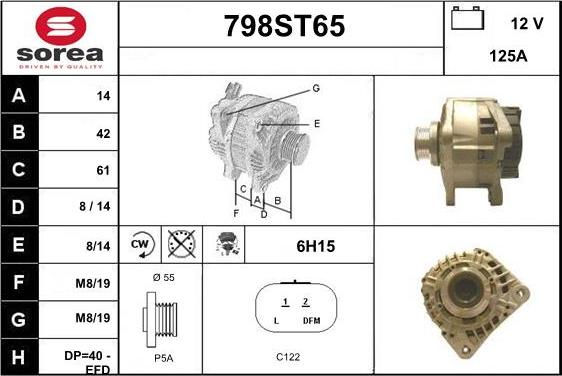 STARTCAR 798ST65 - Генератор autospares.lv