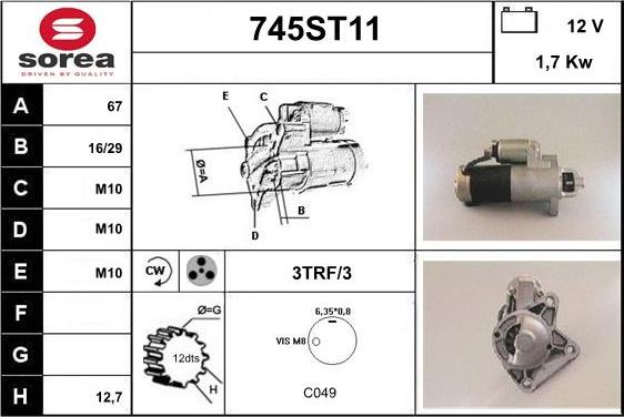 STARTCAR 745ST11 - Стартер autospares.lv