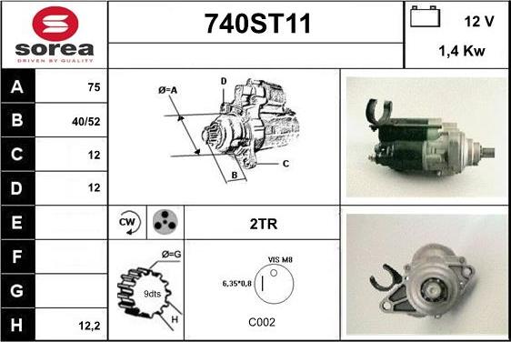 STARTCAR 740ST11 - Стартер autospares.lv