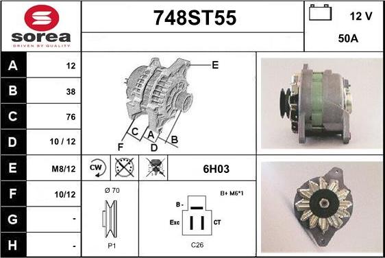 STARTCAR 748ST55 - Генератор autospares.lv