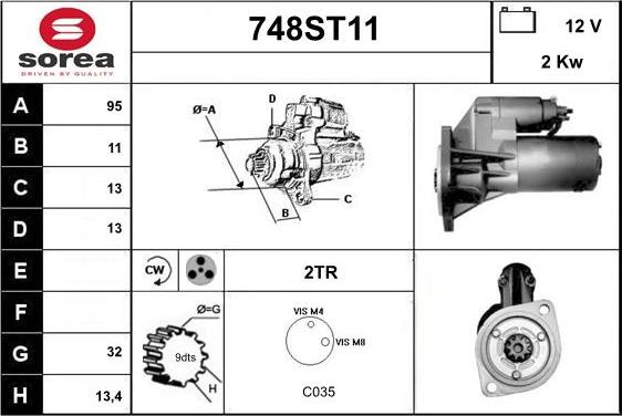 STARTCAR 748ST11 - Стартер autospares.lv