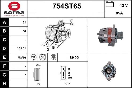 STARTCAR 754ST65 - Генератор autospares.lv