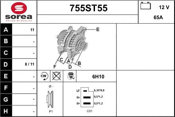 STARTCAR 755ST55 - Генератор autospares.lv