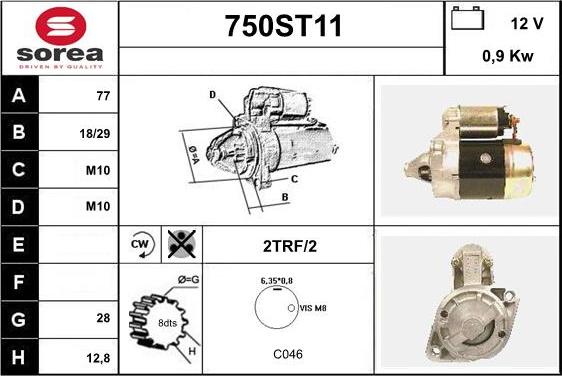 STARTCAR 750ST11 - Стартер autospares.lv