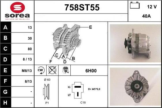 STARTCAR 758ST55 - Генератор autospares.lv