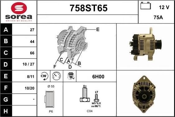STARTCAR 758ST65 - Генератор autospares.lv