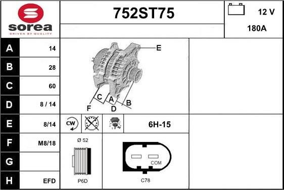 STARTCAR 752ST75 - Генератор autospares.lv