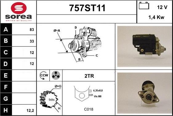 STARTCAR 757ST11 - Стартер autospares.lv