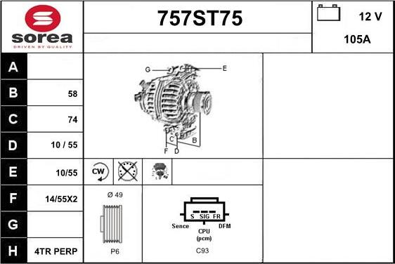 STARTCAR 757ST75 - Генератор autospares.lv